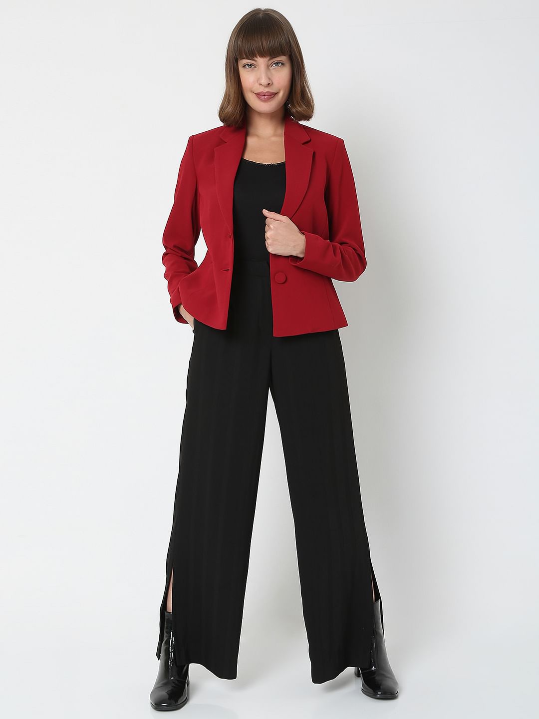 Dark Red Co-Ord Set Blazer
