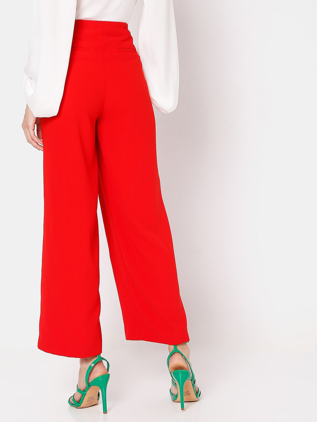 Red High Rise Wide Leg Co-Ord Set Pants