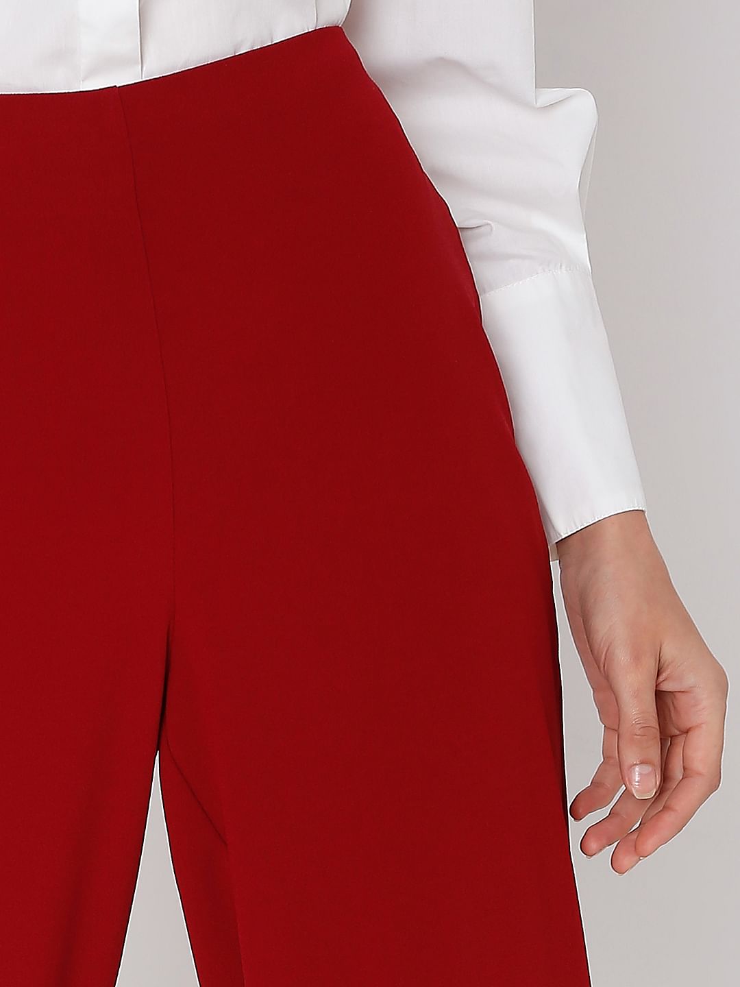 Maroon High Rise Wide Leg Co-Ord Set Pants