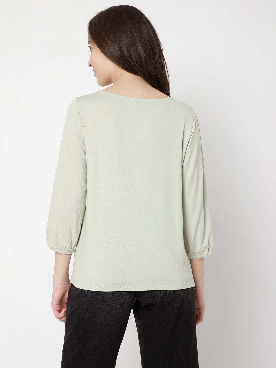 Green Abstract Print Top