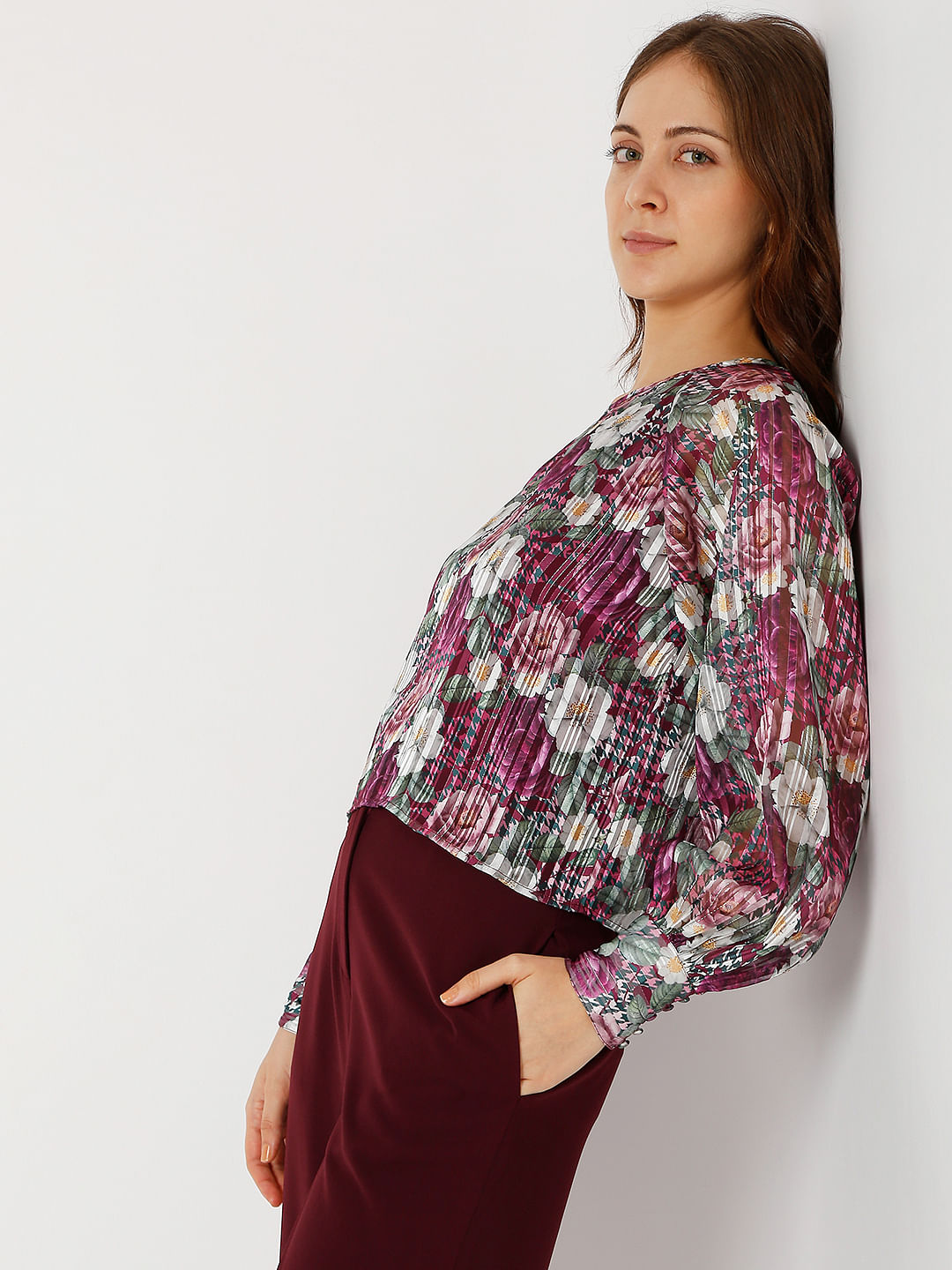 Pink Floral Print Top