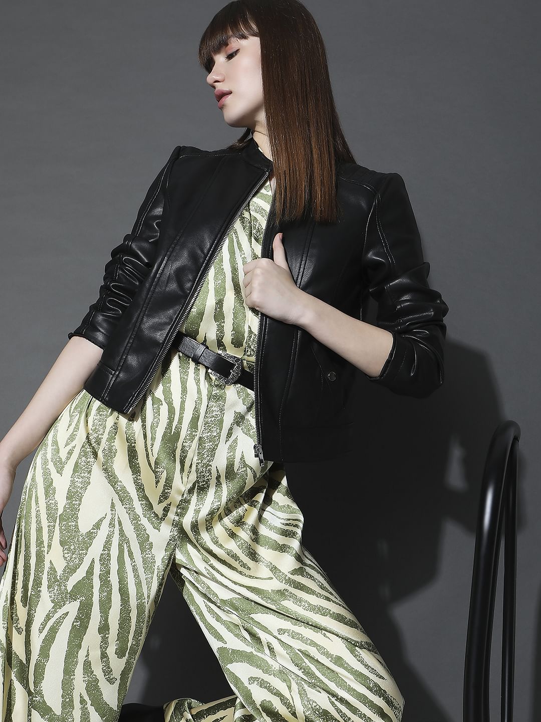 Black Faux Leather Biker Jacket