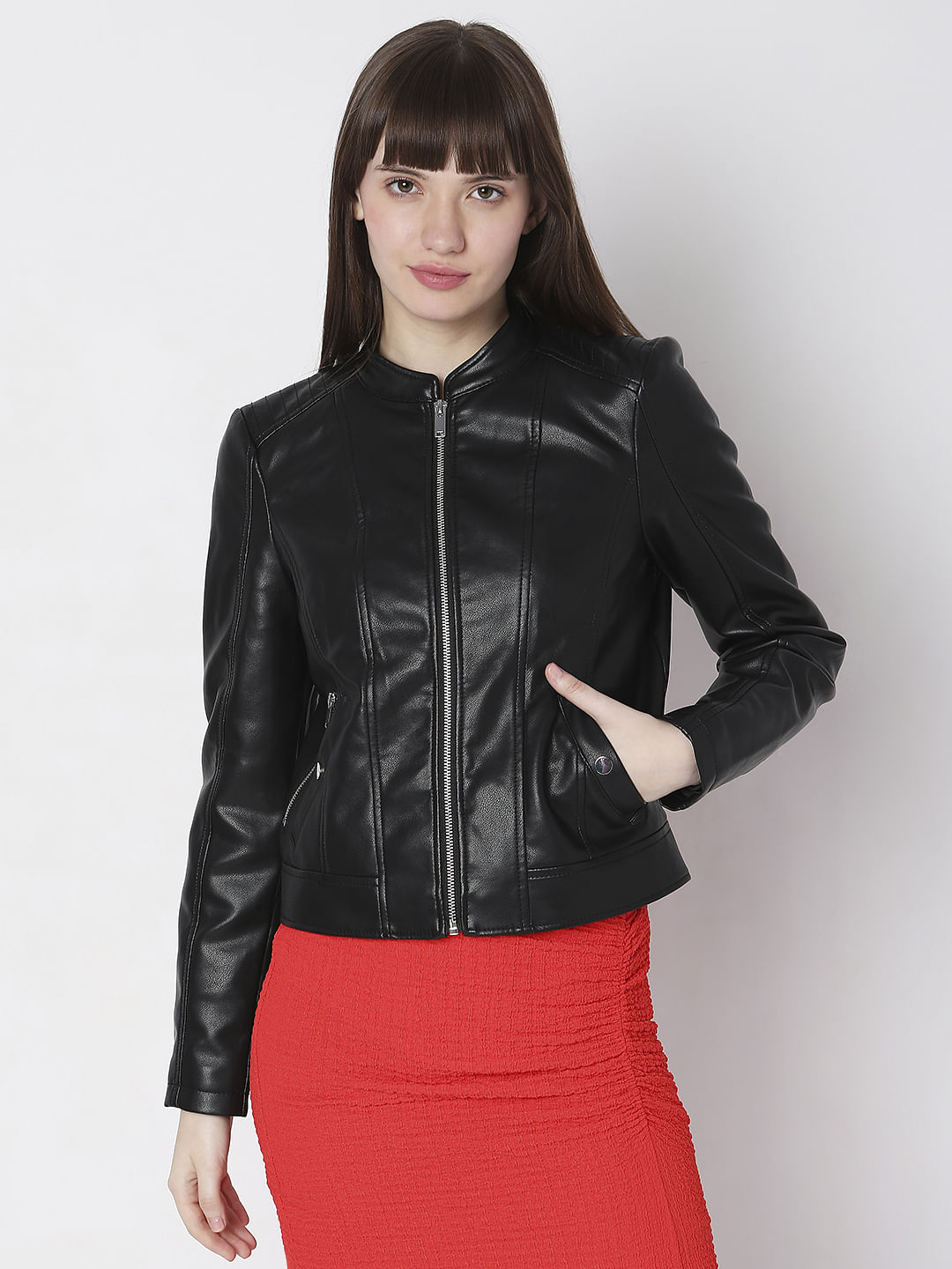 Black Faux Leather Biker Jacket