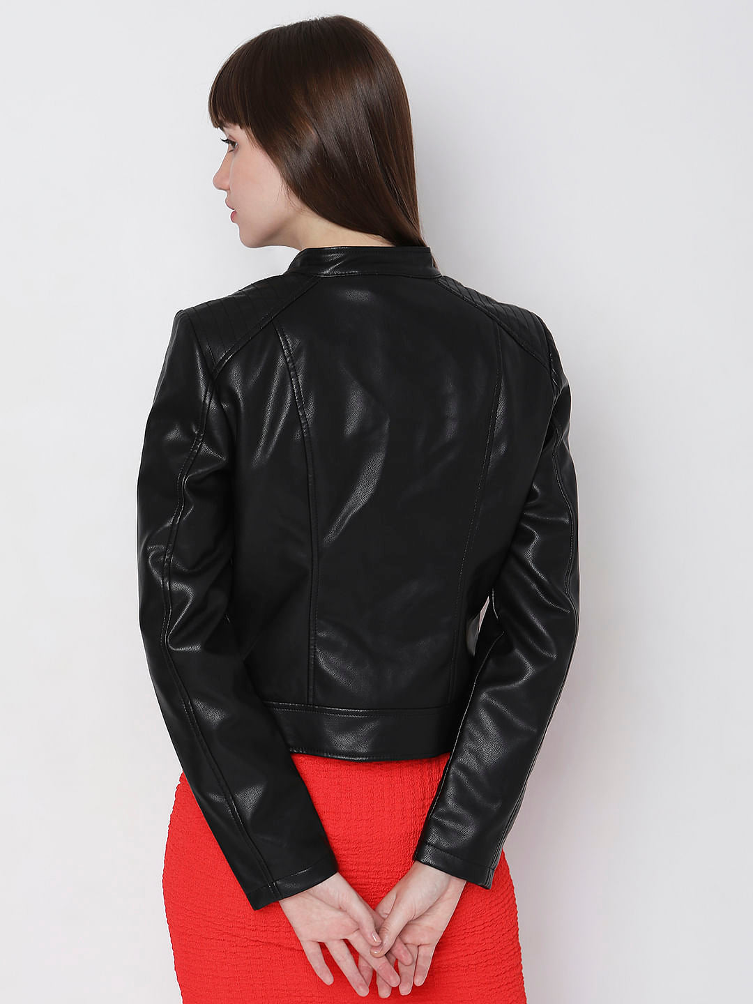 Black Faux Leather Biker Jacket