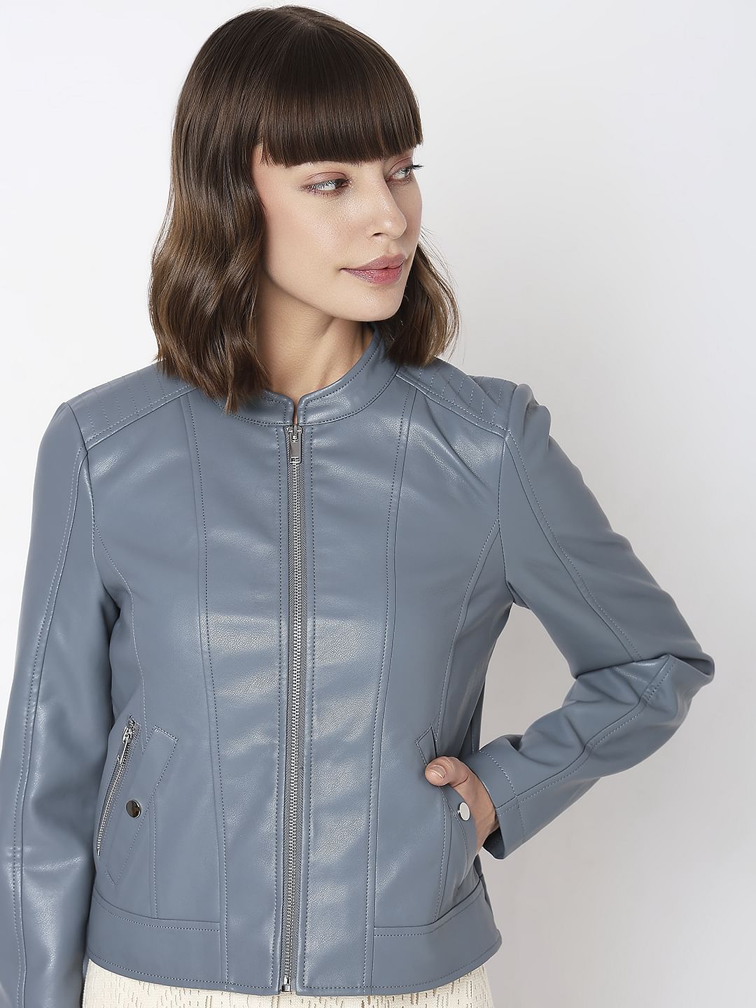 Grey Pu Short Jacket
