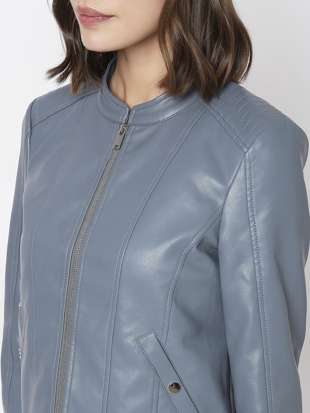 Grey Pu Short Jacket