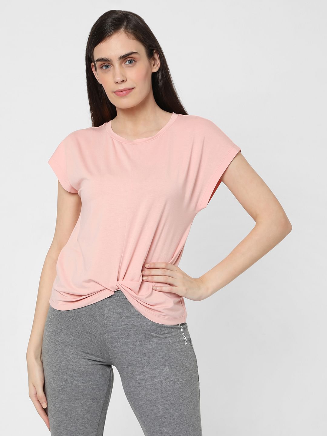 Pink Front Twist Lounge T-Shirt