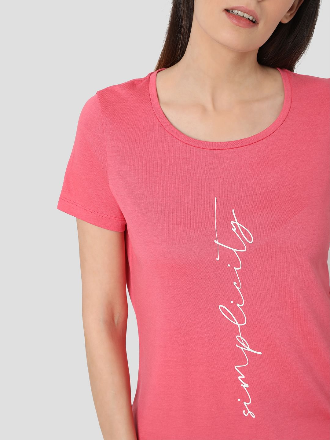 Pink Typography Print T-Shirt