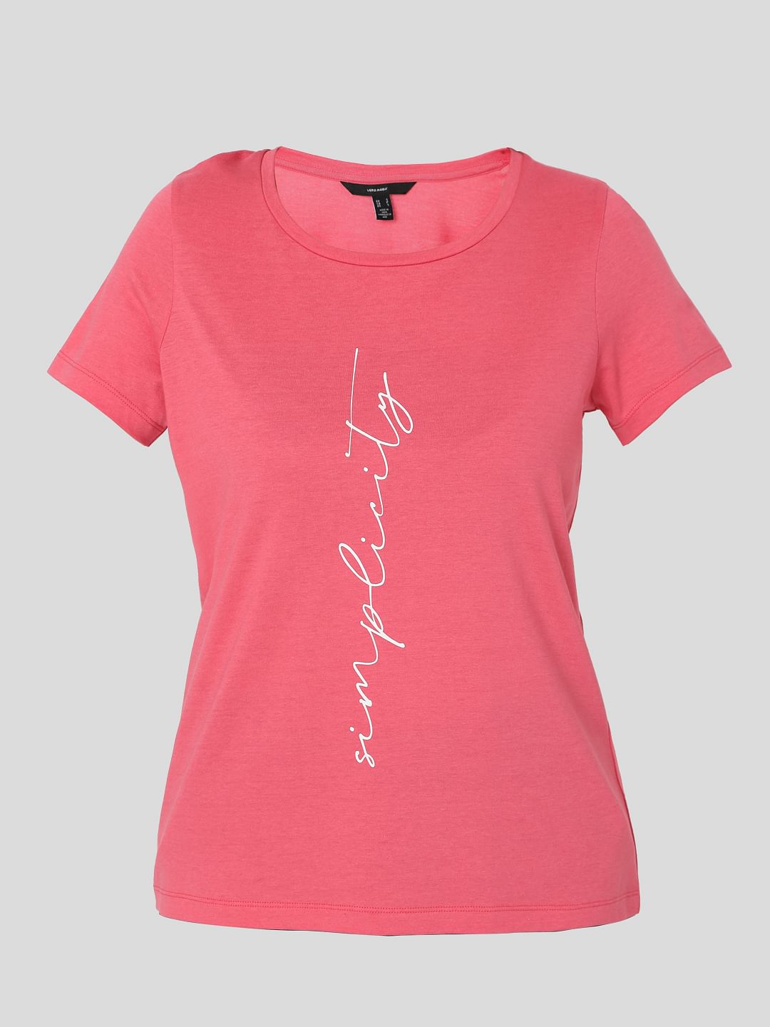 Pink Typography Print T-Shirt