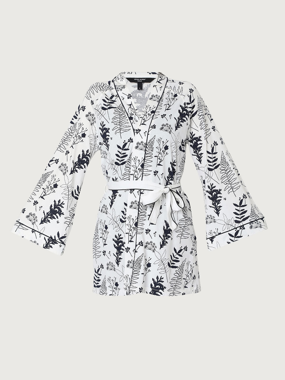 White Printed Jacket & Tank Top Pyjama Set