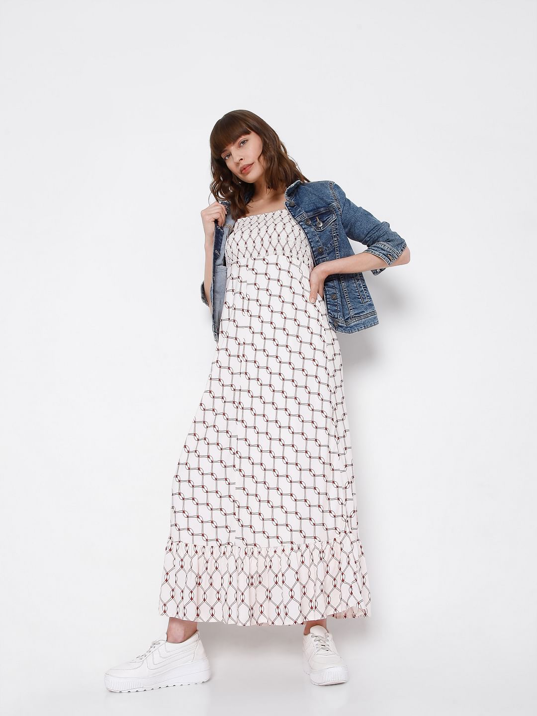 White Printed Maxi Dress