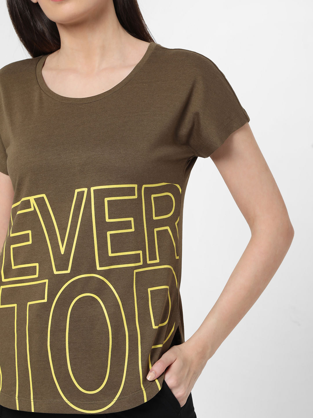 Green Slogan Print Lounge T-Shirt