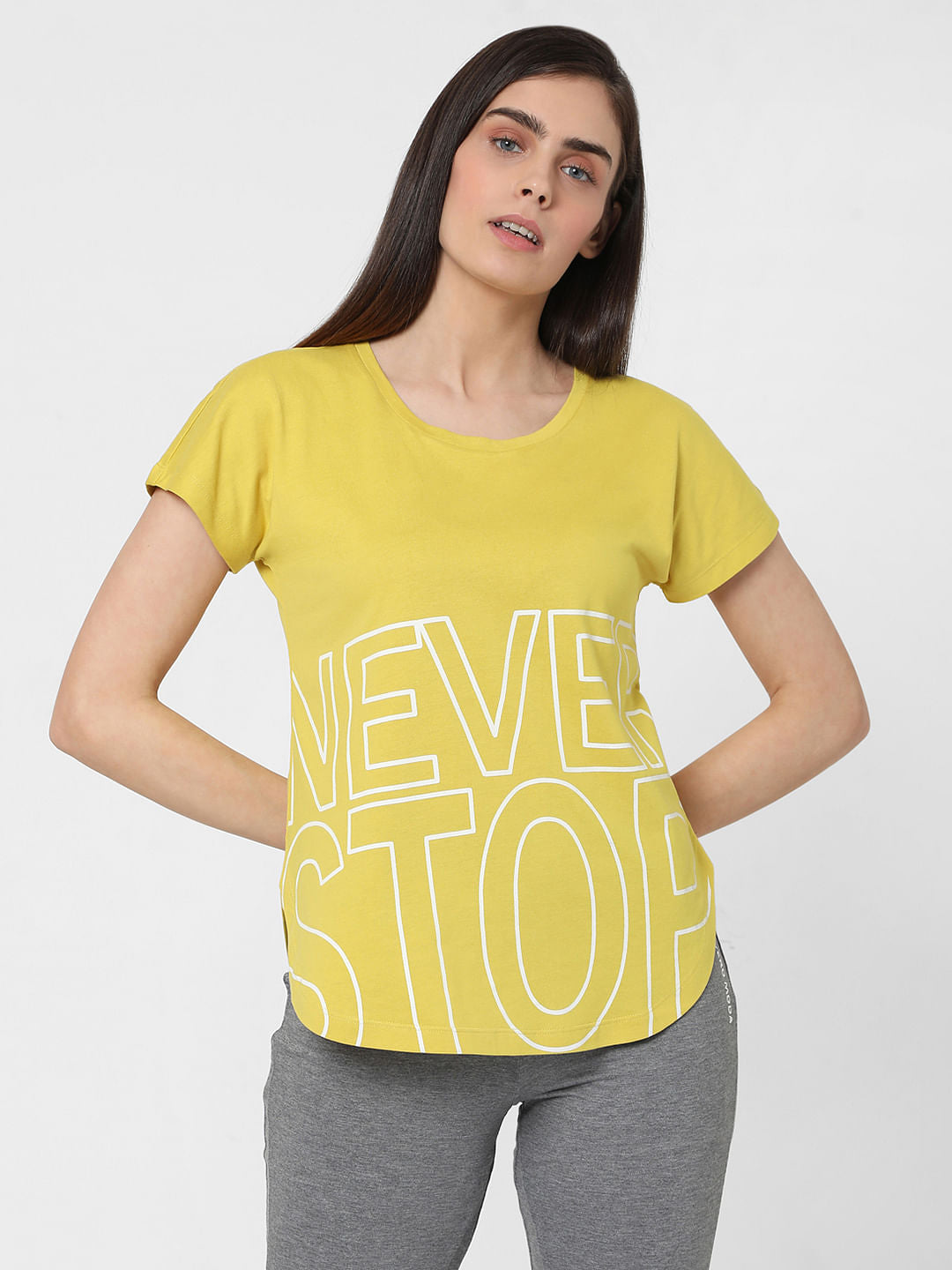 Yellow Slogan Print Lounge T-Shirt