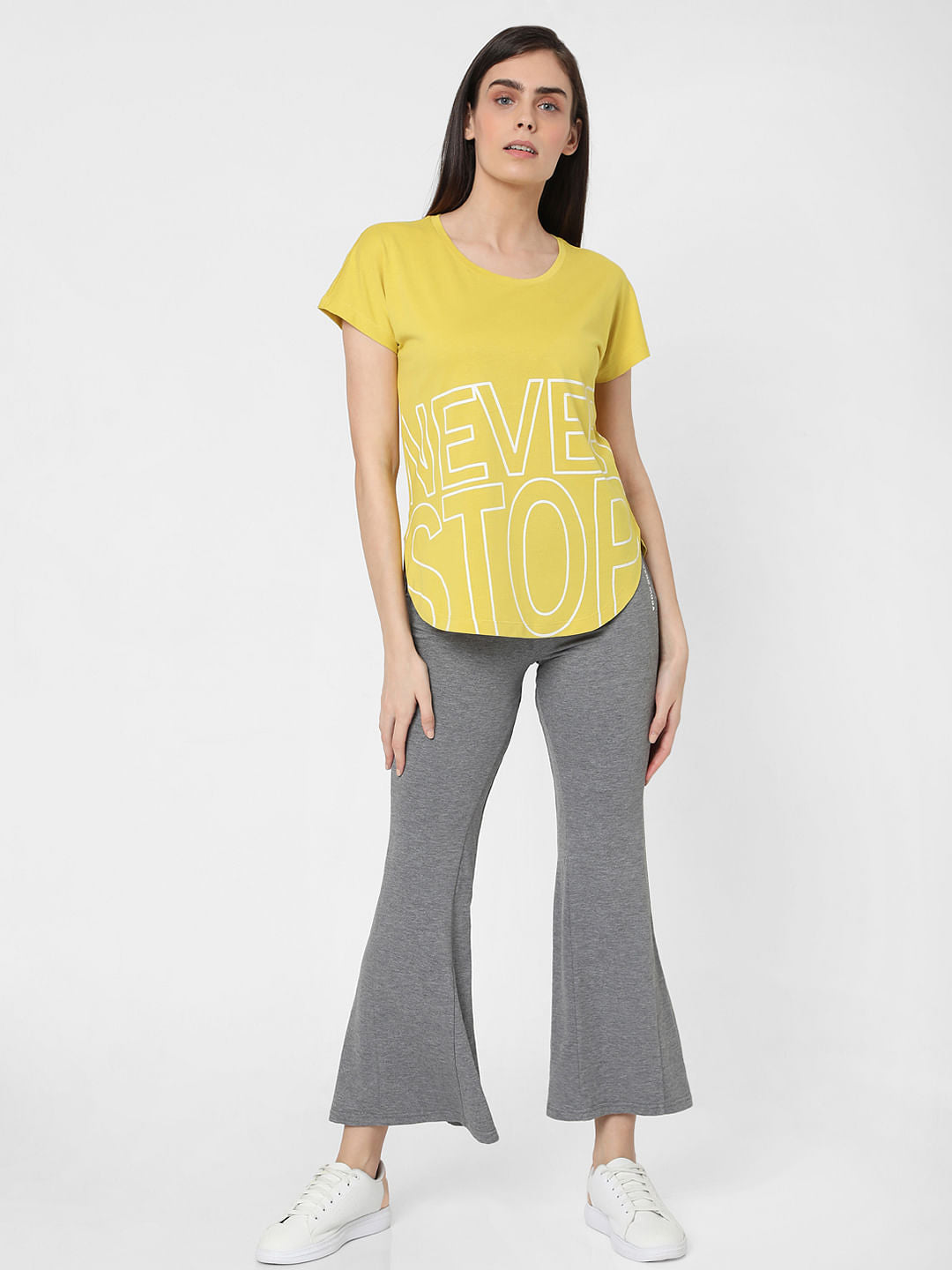 Yellow Slogan Print Lounge T-Shirt