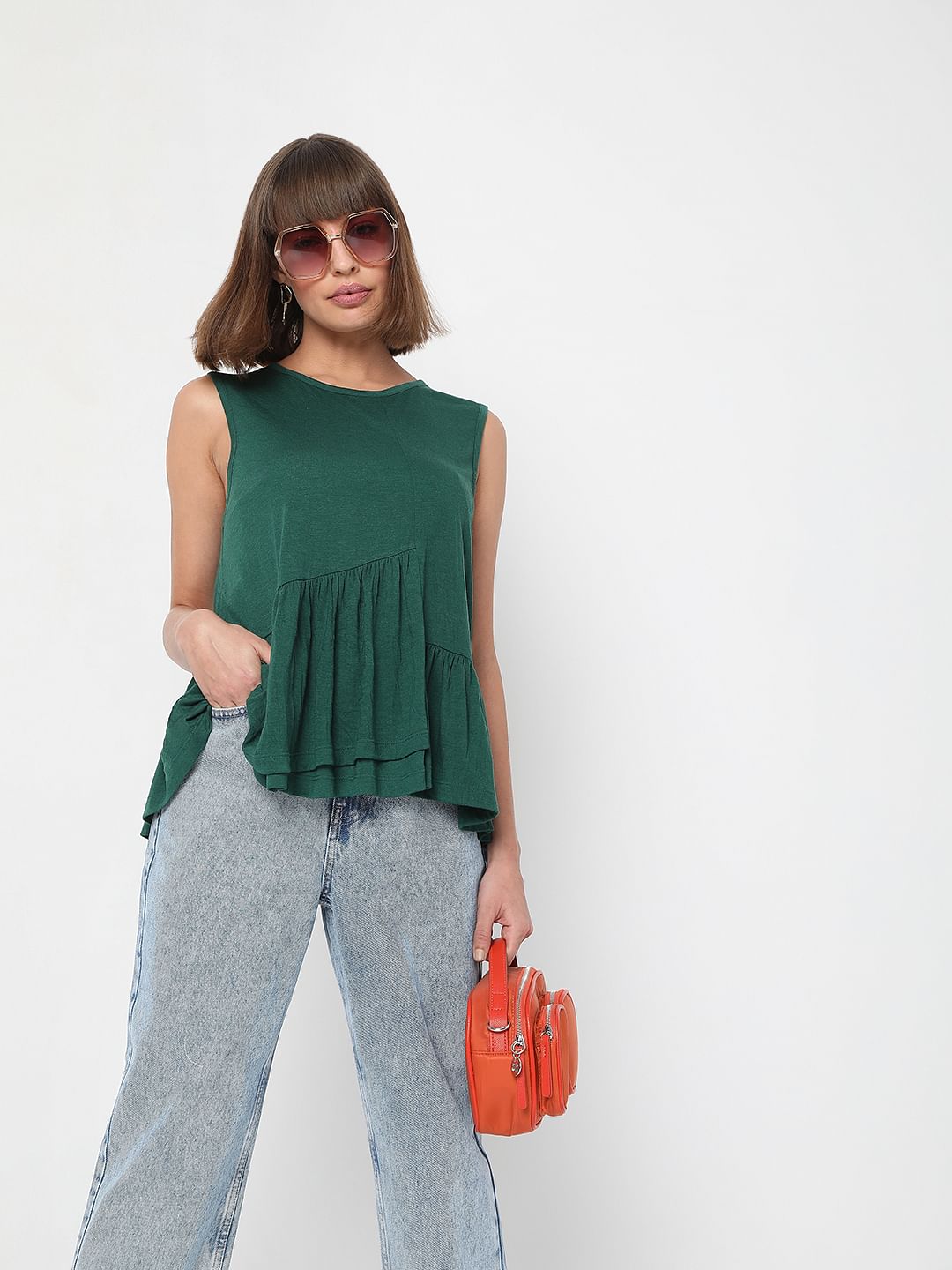 Green Peplum Top