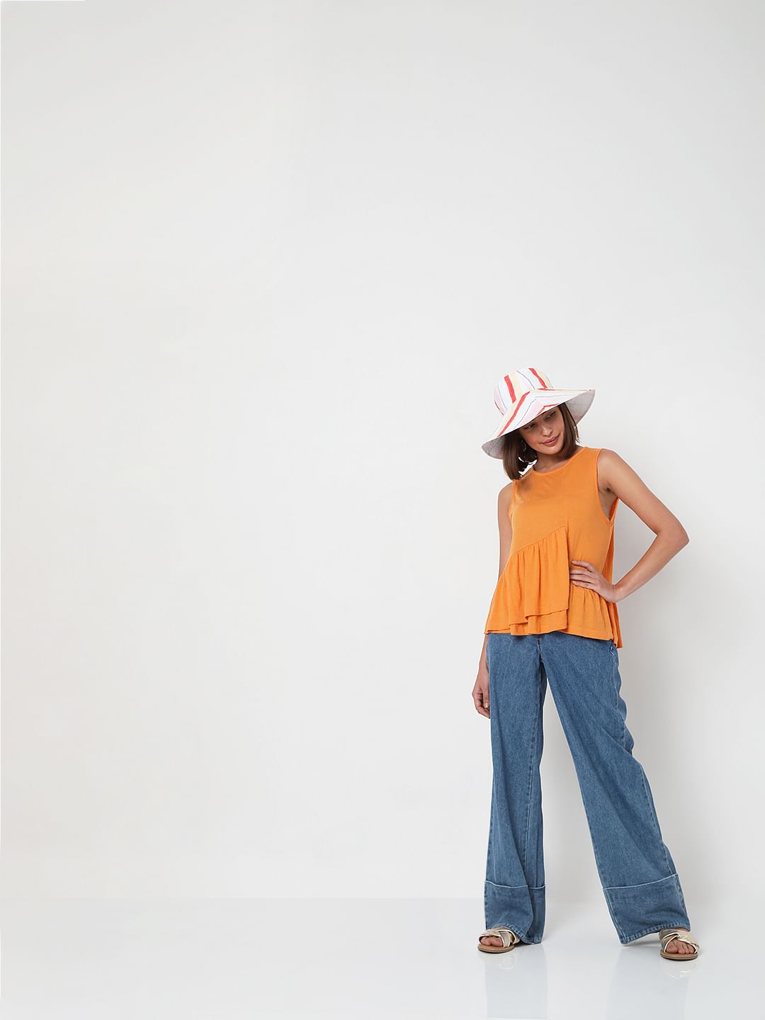 Orange Peplum Top