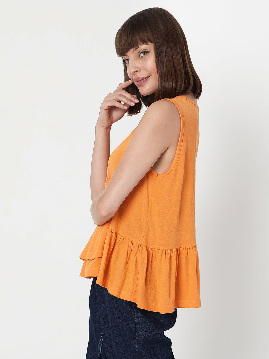 Orange Peplum Top
