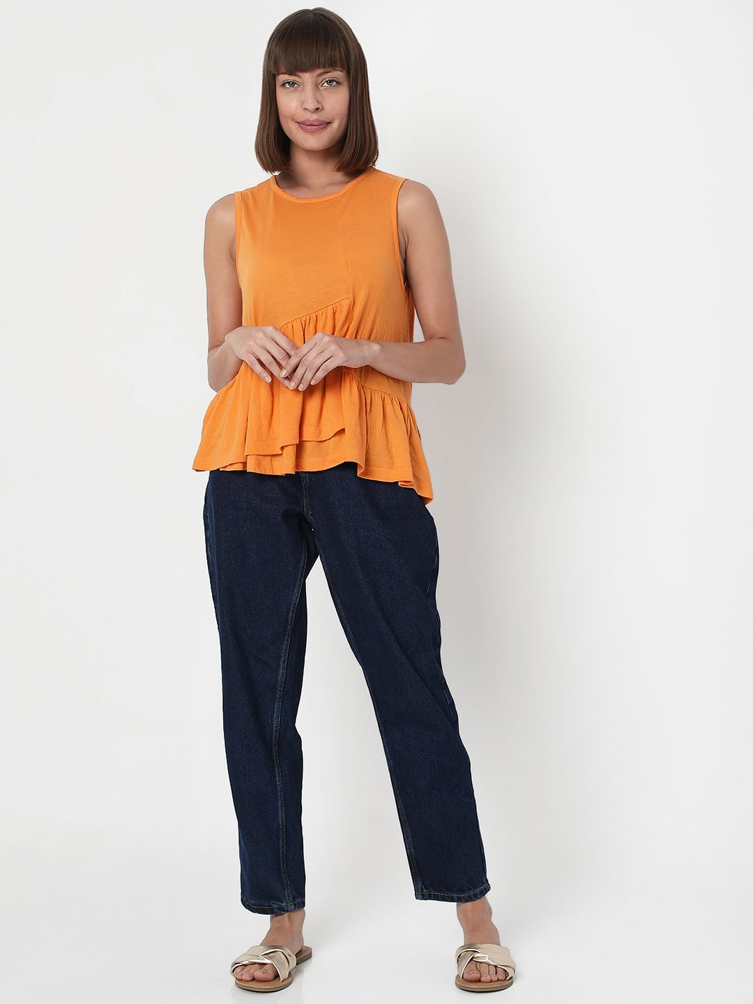 Orange Peplum Top