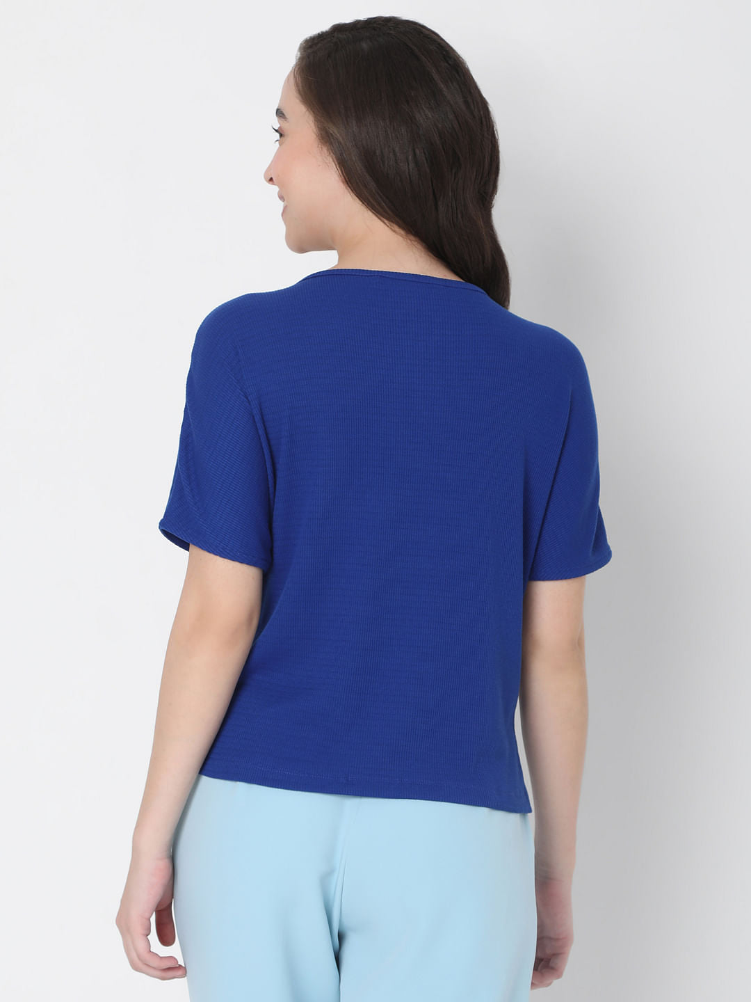 Blue Front Tie-Up Top