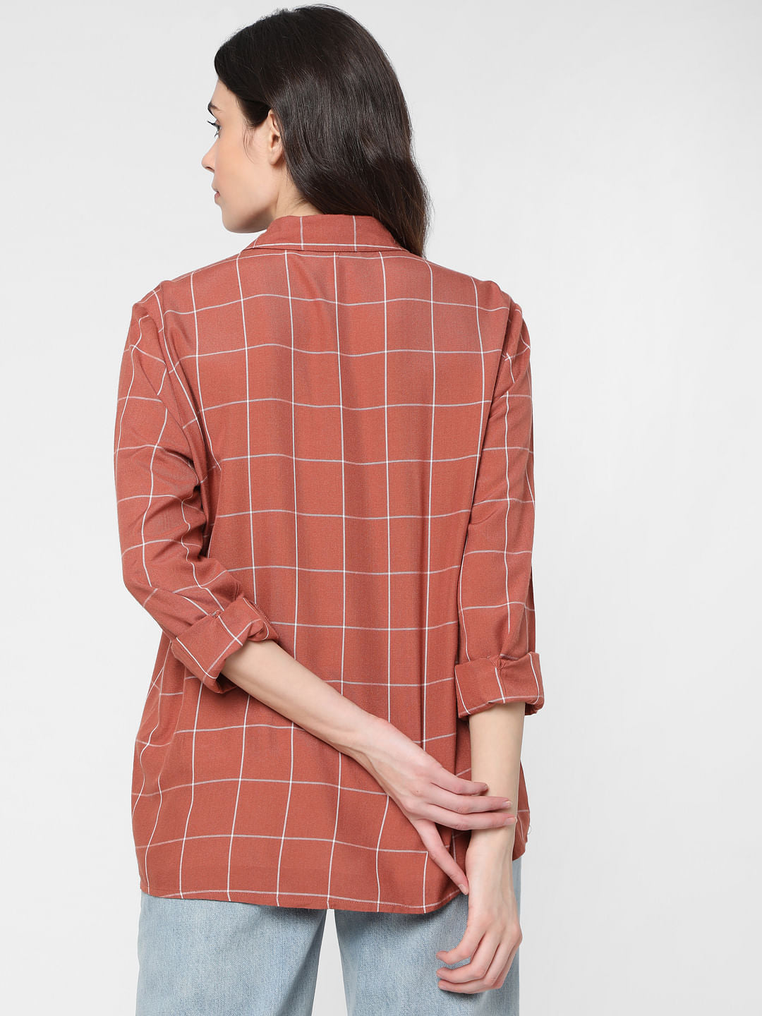 Brown Windowpane Check Shirt