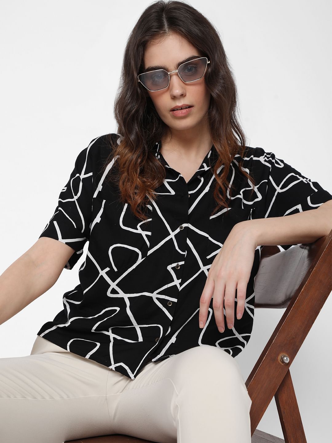 Black Abstract Print Shirt