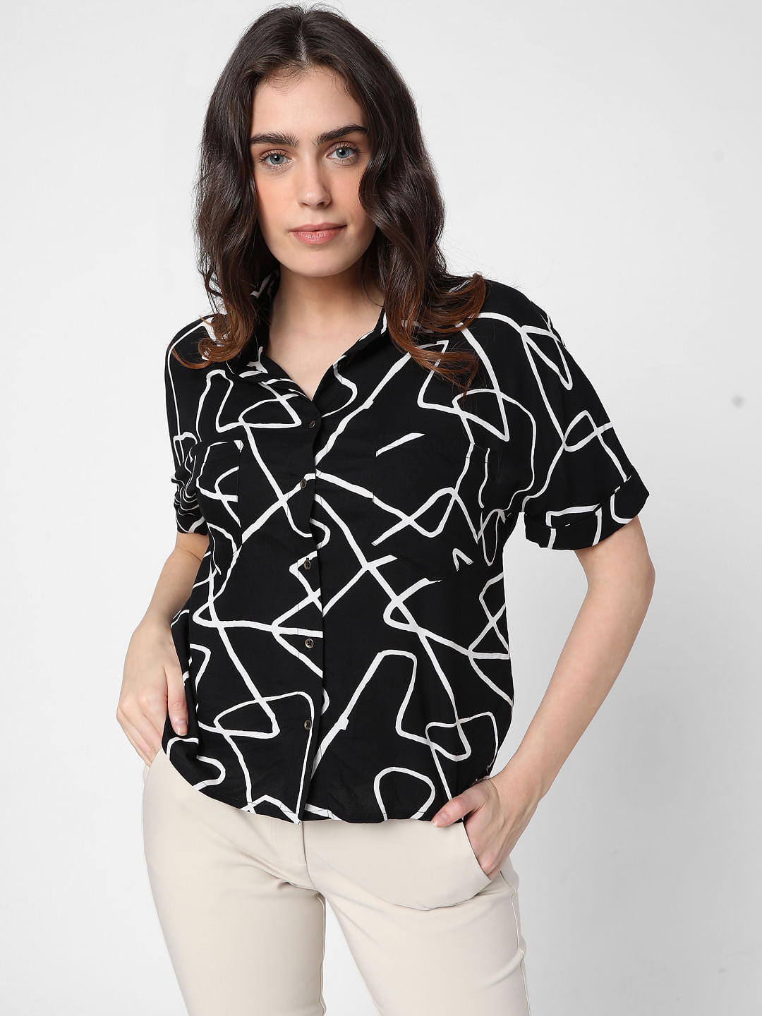 Black Abstract Print Shirt