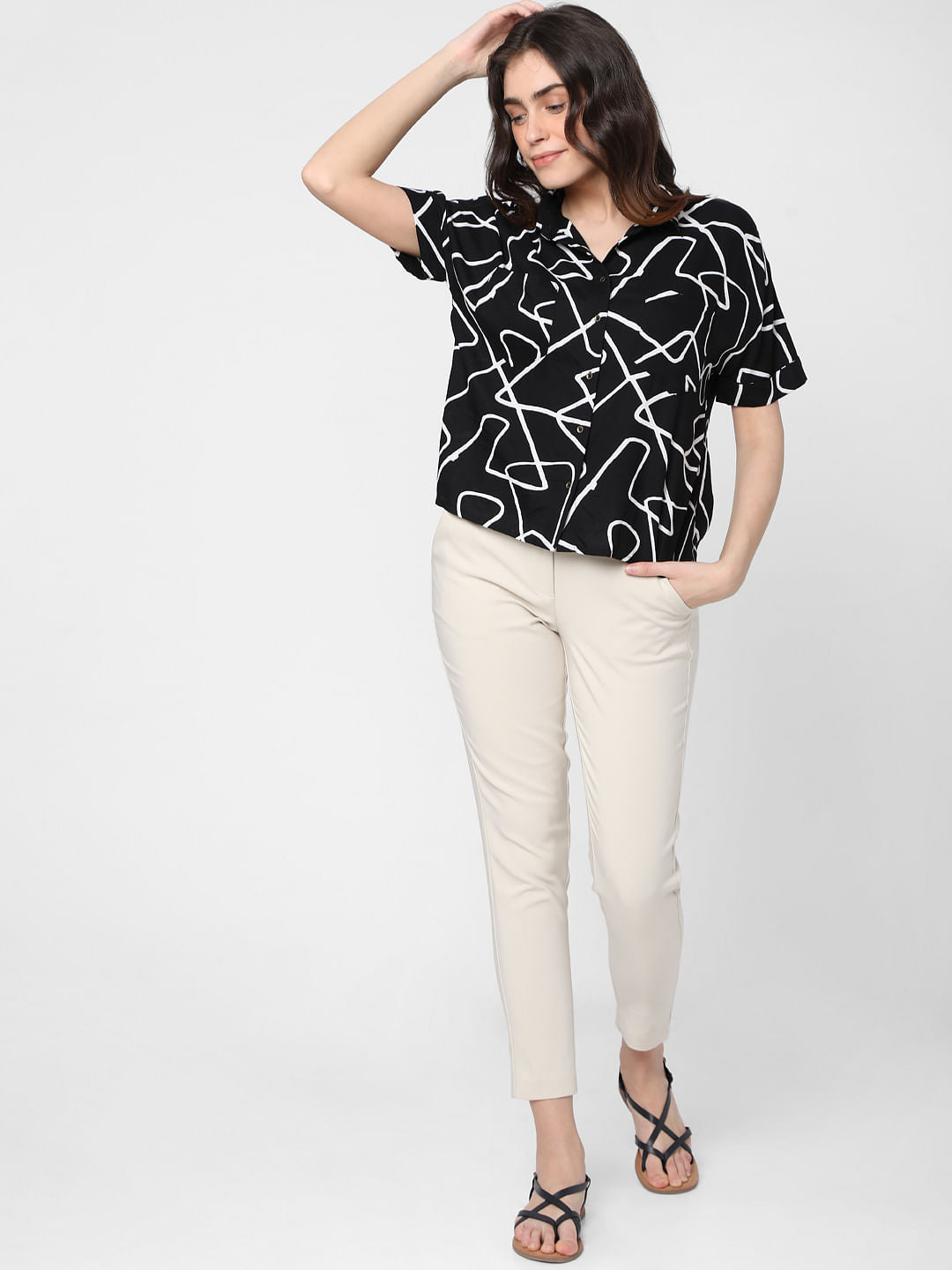 Black Abstract Print Shirt