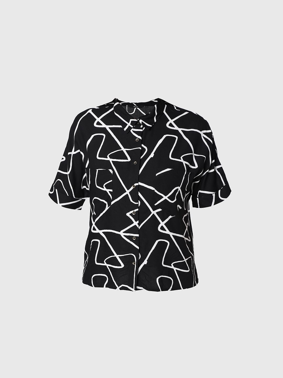 Black Abstract Print Shirt
