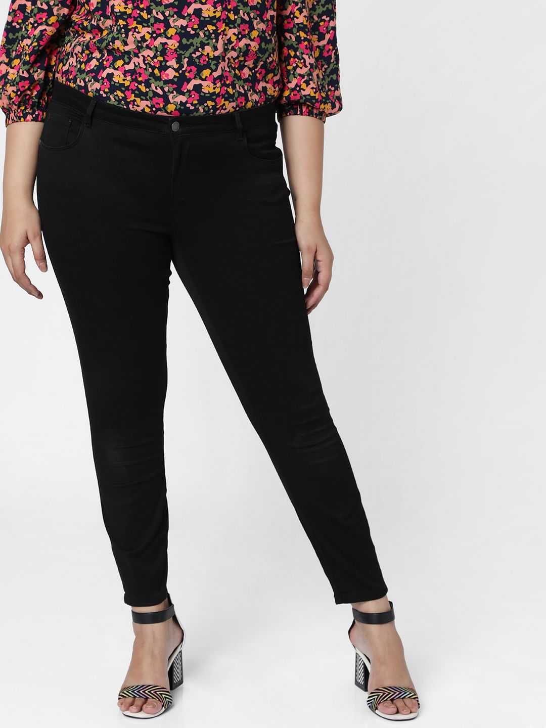 Curve Black Mid Rise Wendy Skinny Jeans