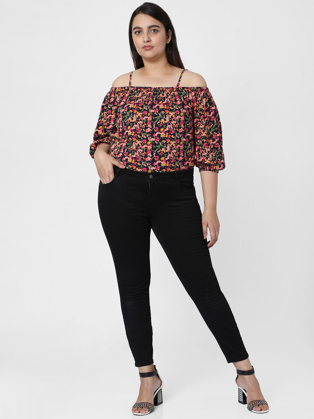 Curve Black Mid Rise Wendy Skinny Jeans
