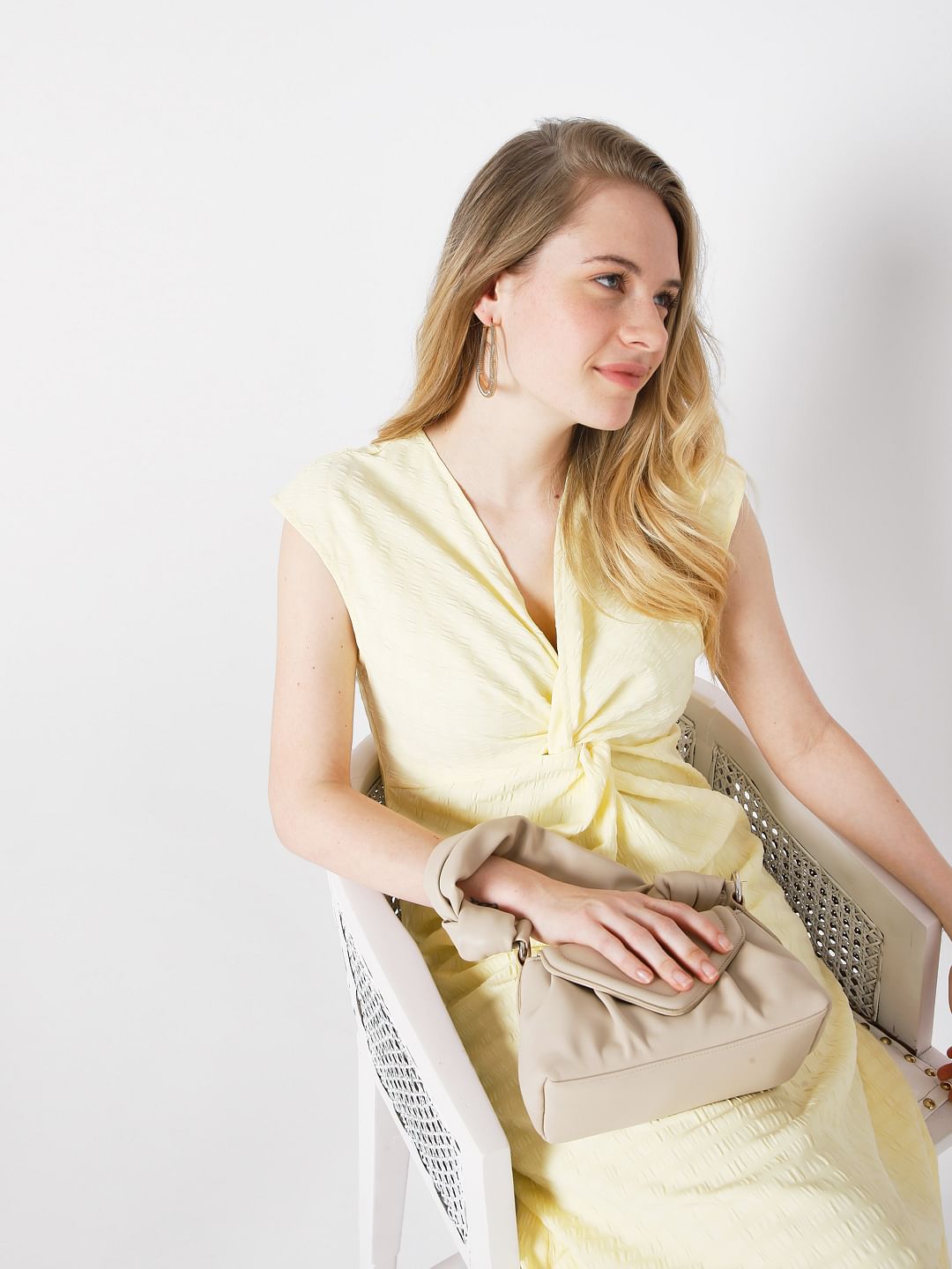 Yellow Front Twist Dress