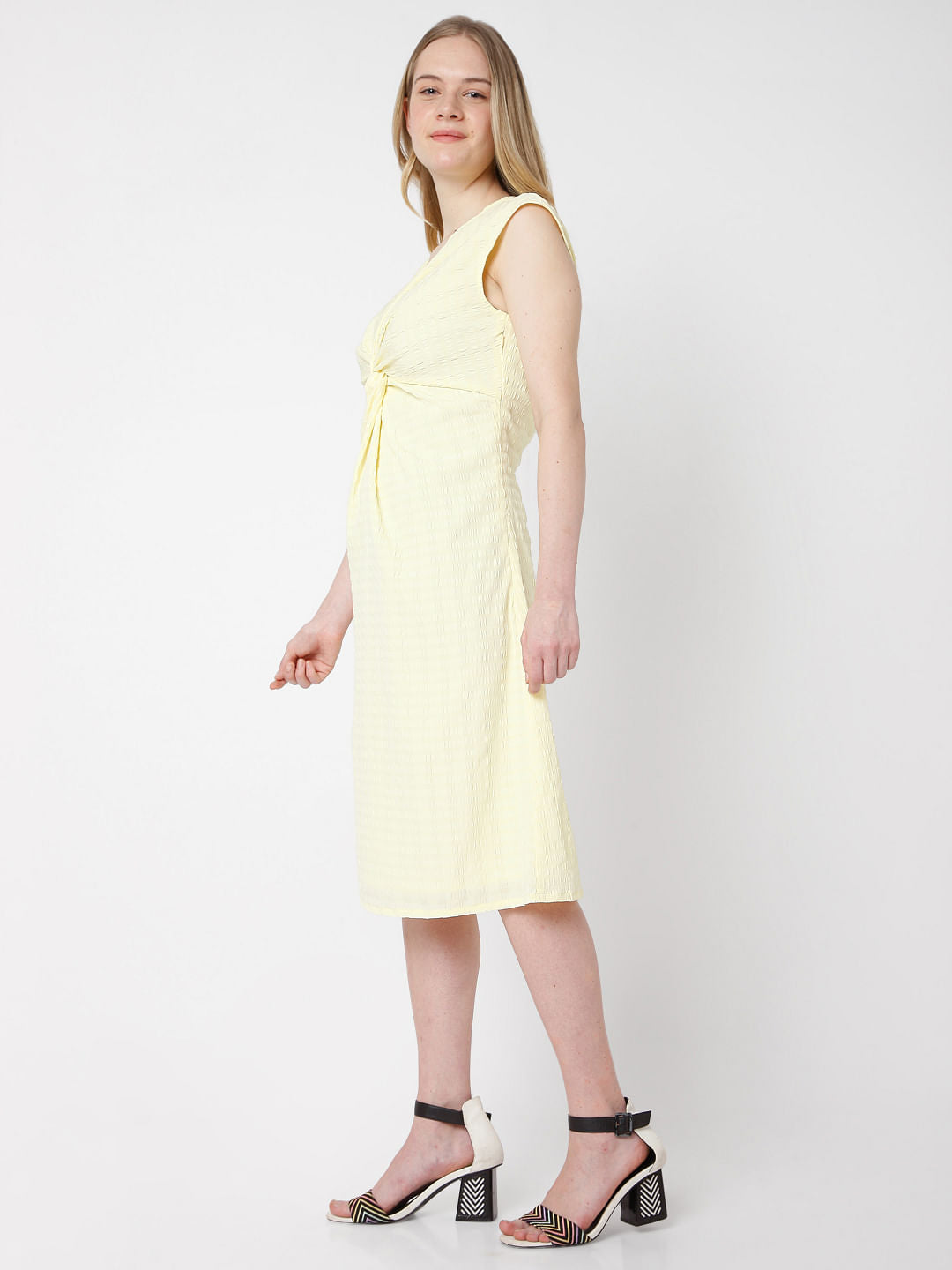 Yellow Front Twist Dress