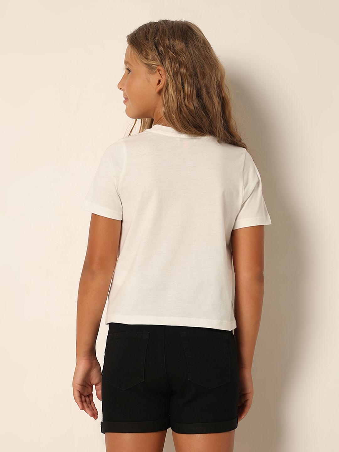 Girls White Logo Print T-Shirt