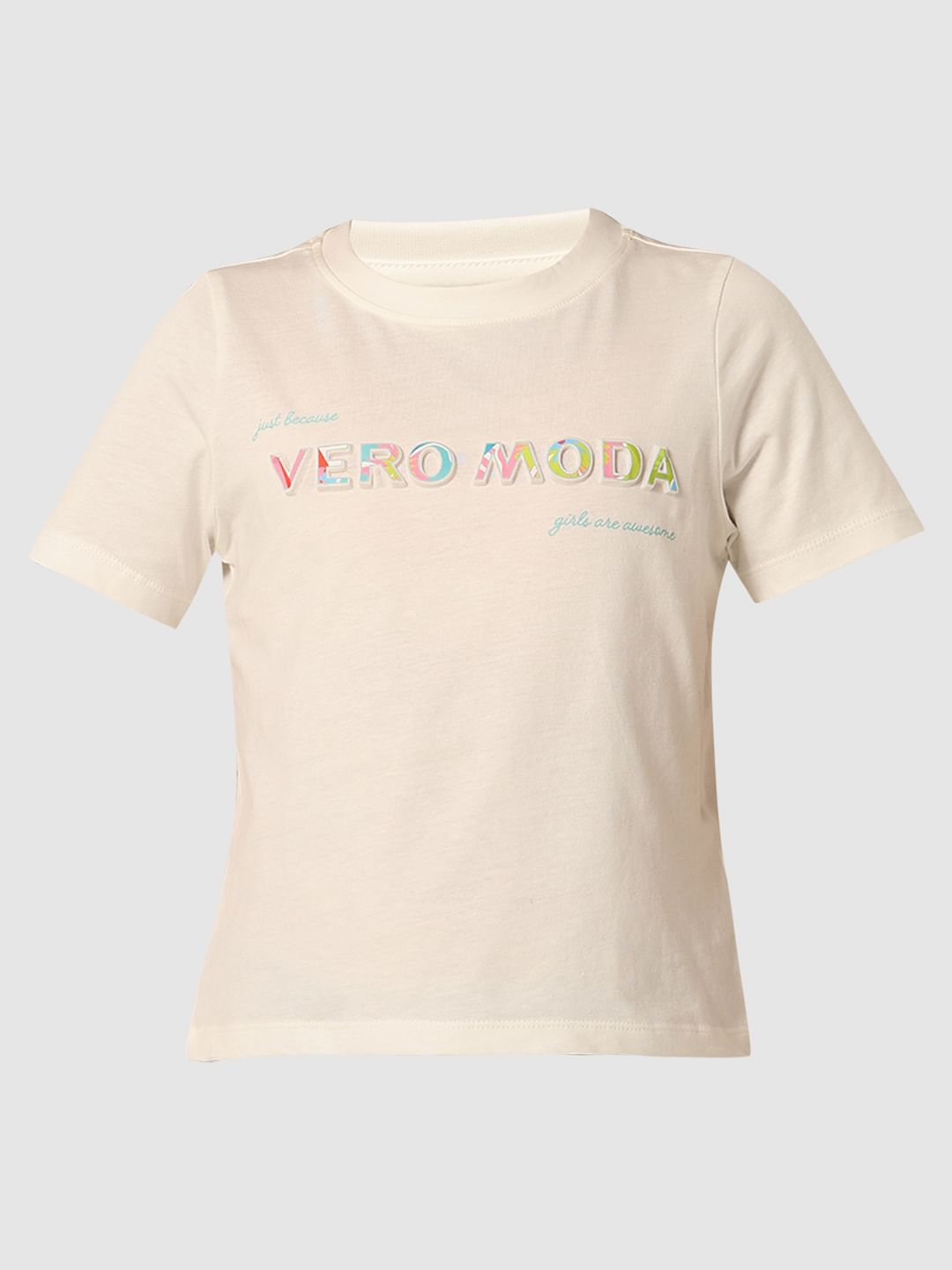 Girls White Logo Print T-Shirt