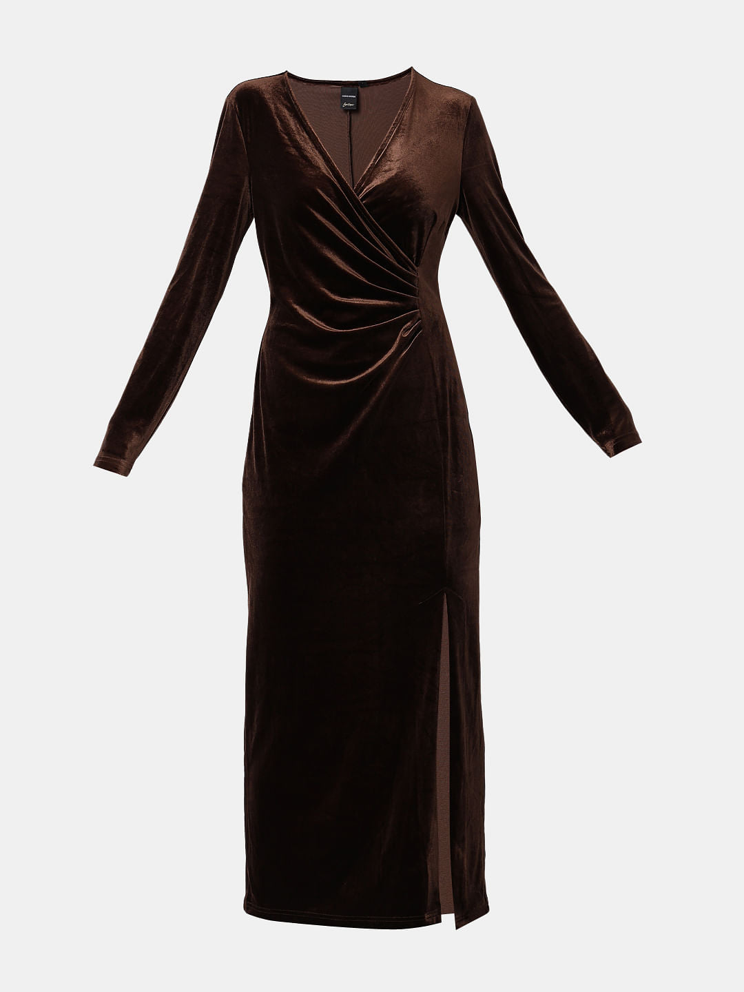 Copper Brown Velvet Maxi Dress
