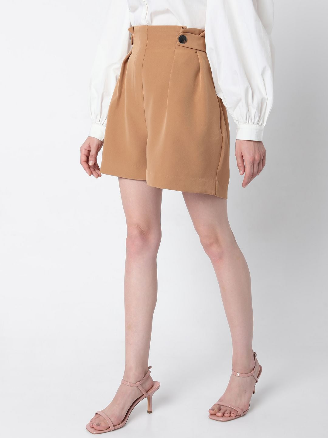 Brown High Rise Shorts