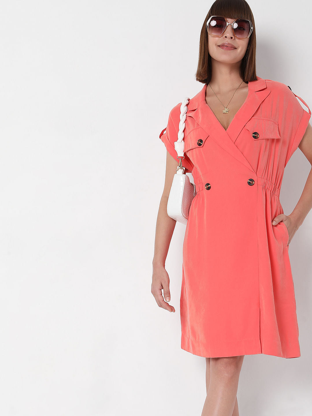 Peach Wrap Dress