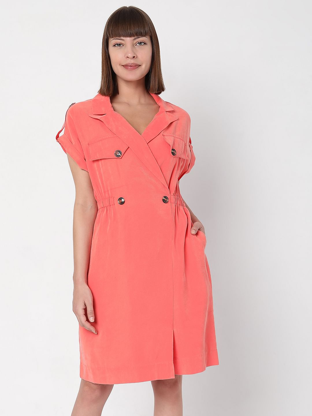 Peach Wrap Dress