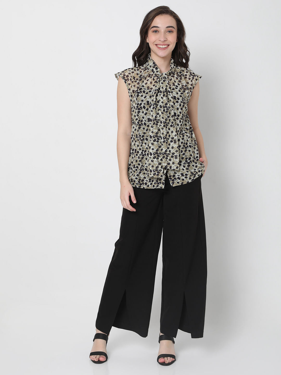 Green Abstract Print Top