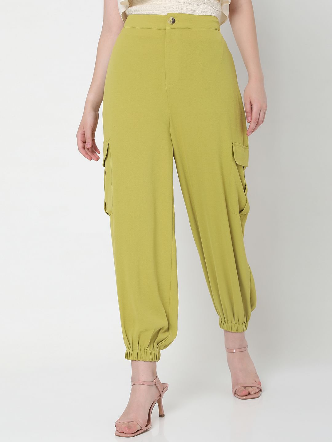 Green Mid Rise Cargo Pants