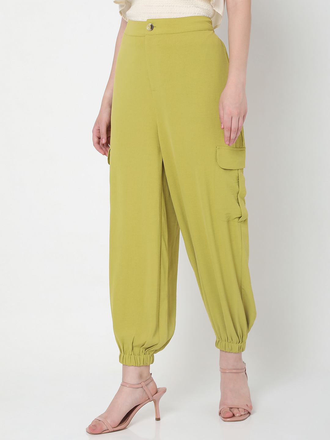 Green Mid Rise Cargo Pants