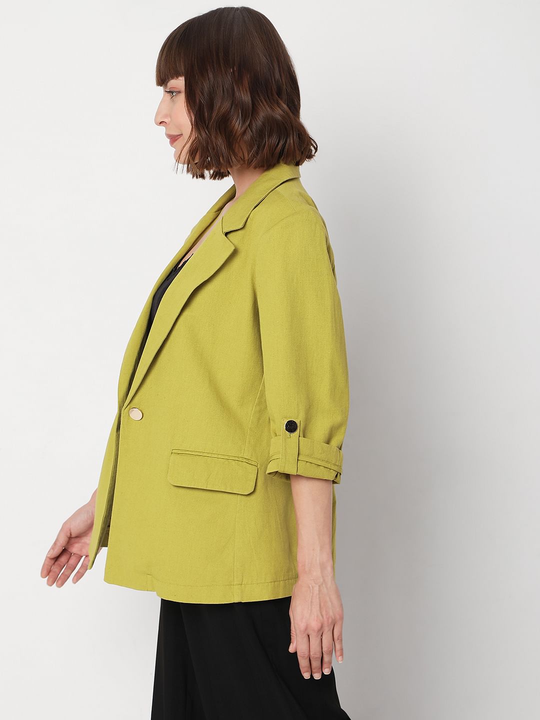 Green Linen Blazer