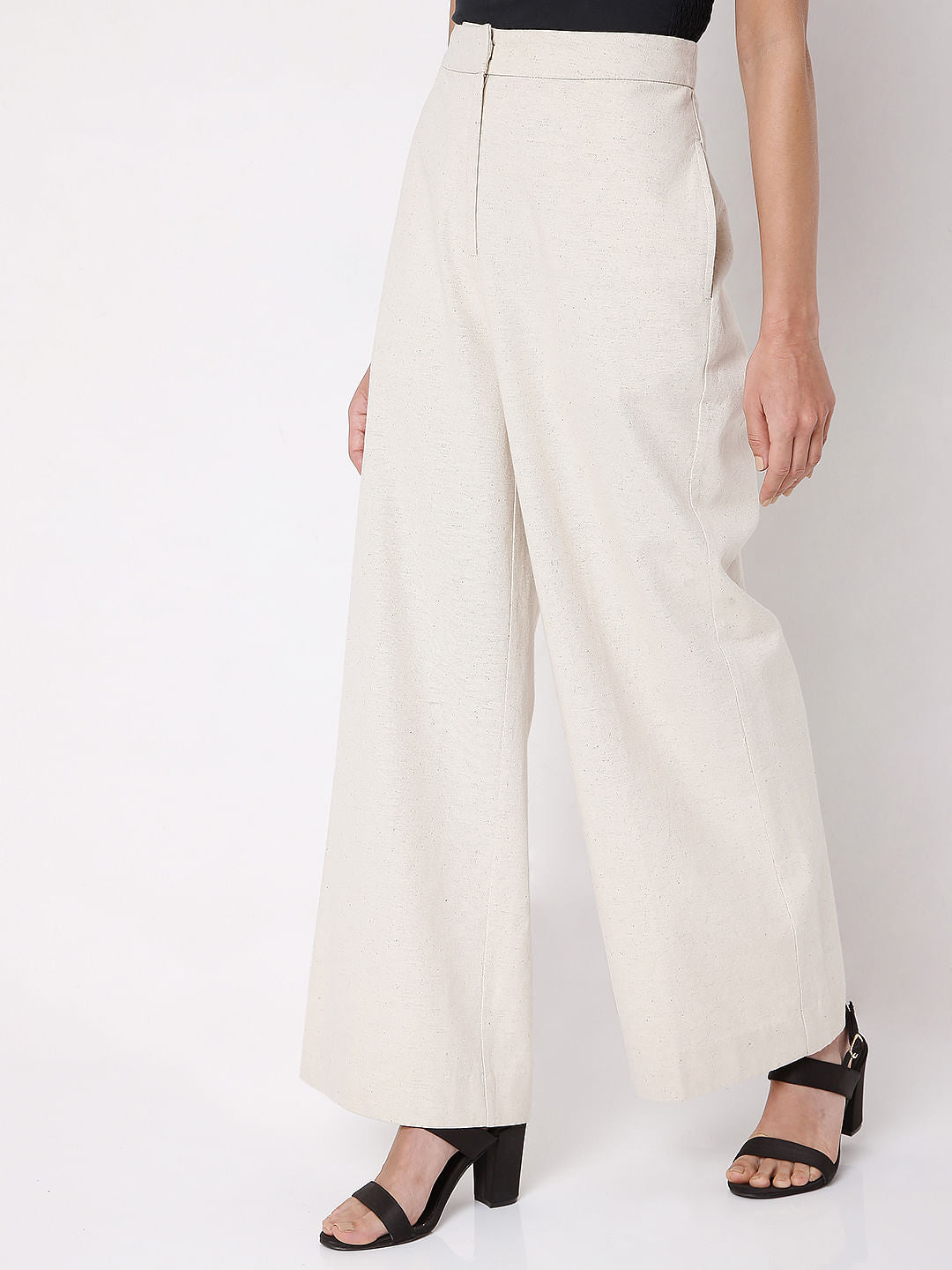 Beige High Waist Wide Leg Pants