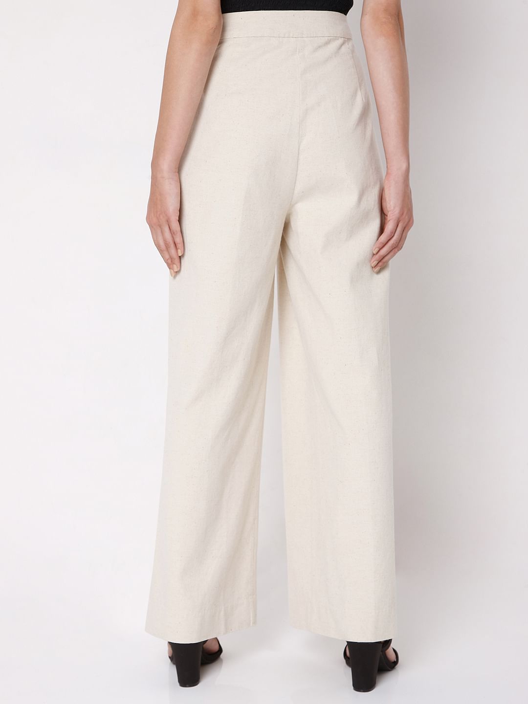 Beige High Waist Wide Leg Pants