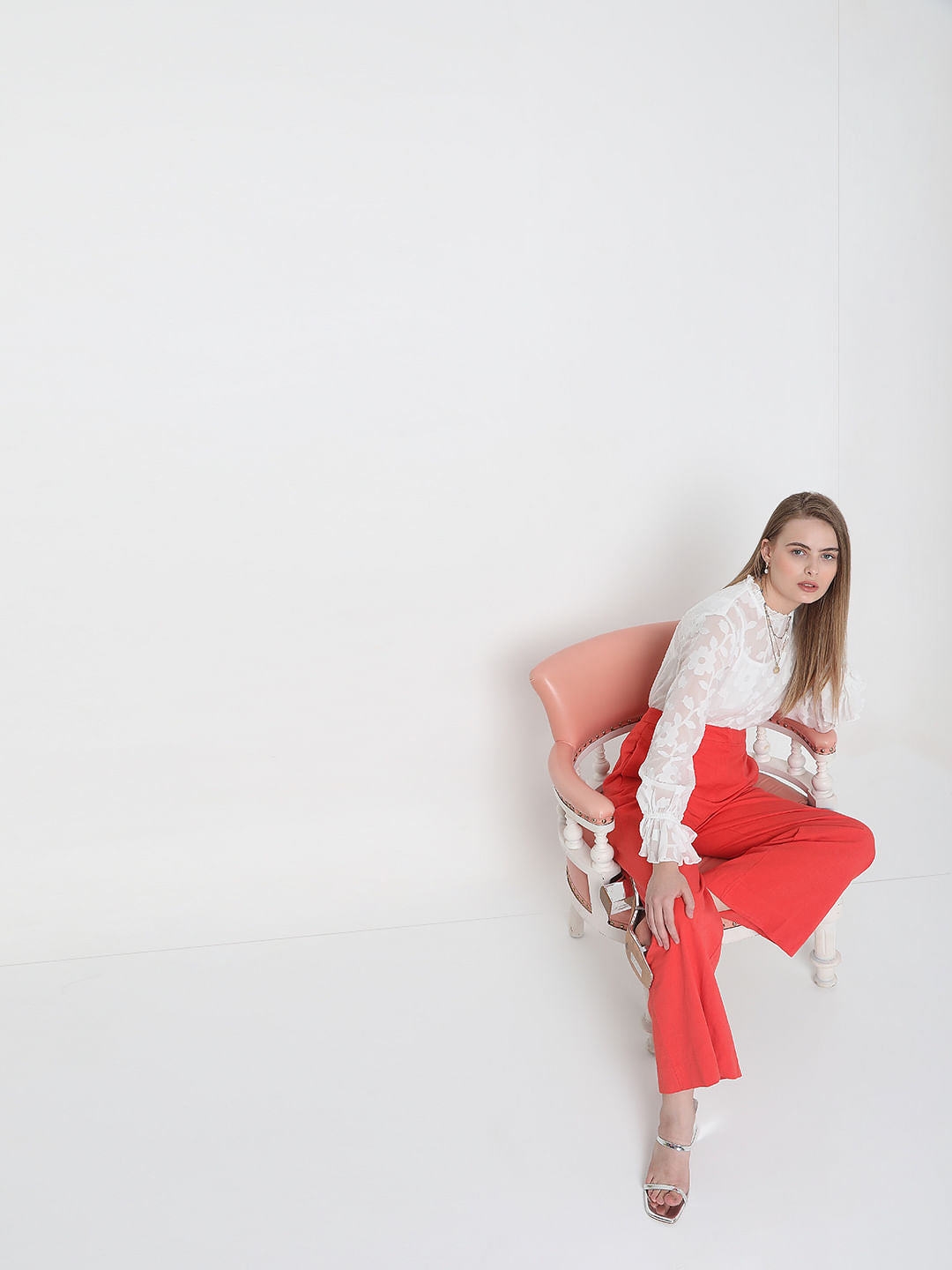 Dark Coral High Rise Wide Leg Co-Ord Set Pants