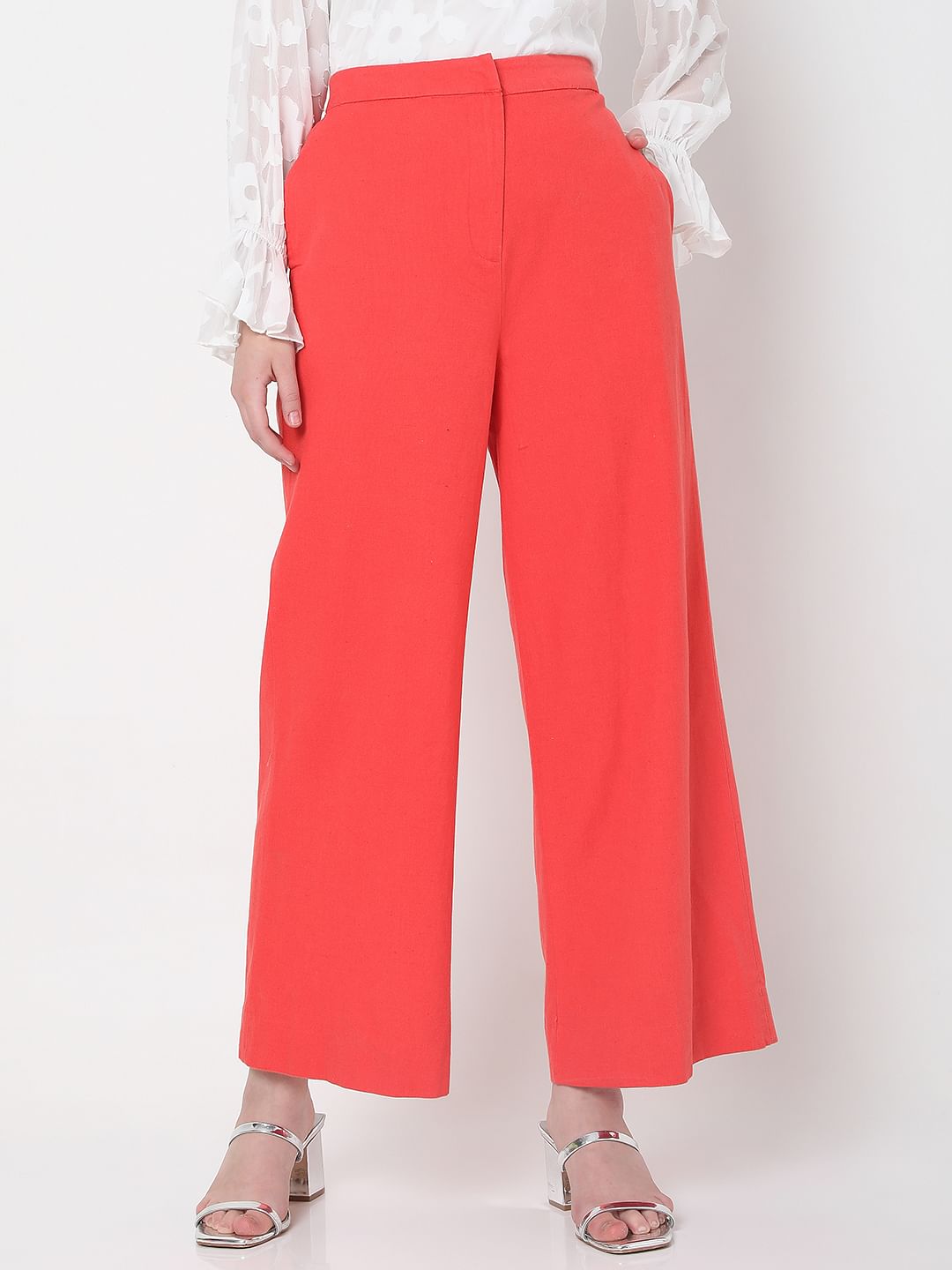 Dark Coral High Rise Wide Leg Co-Ord Set Pants