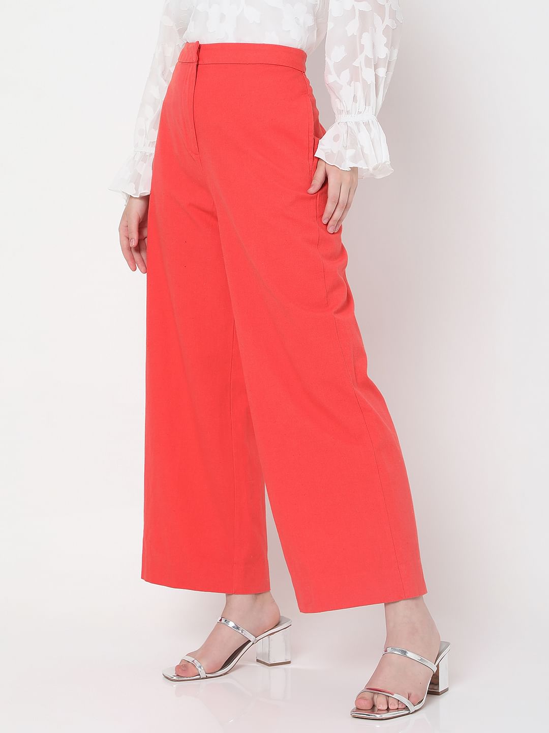Dark Coral High Rise Wide Leg Co-Ord Set Pants
