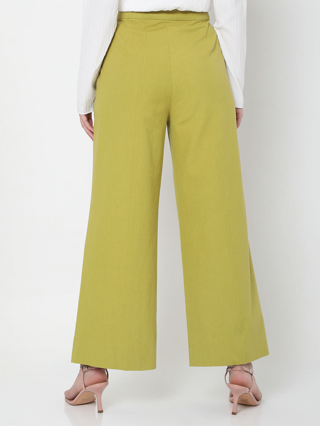 Green High Rise Wide Leg Pants