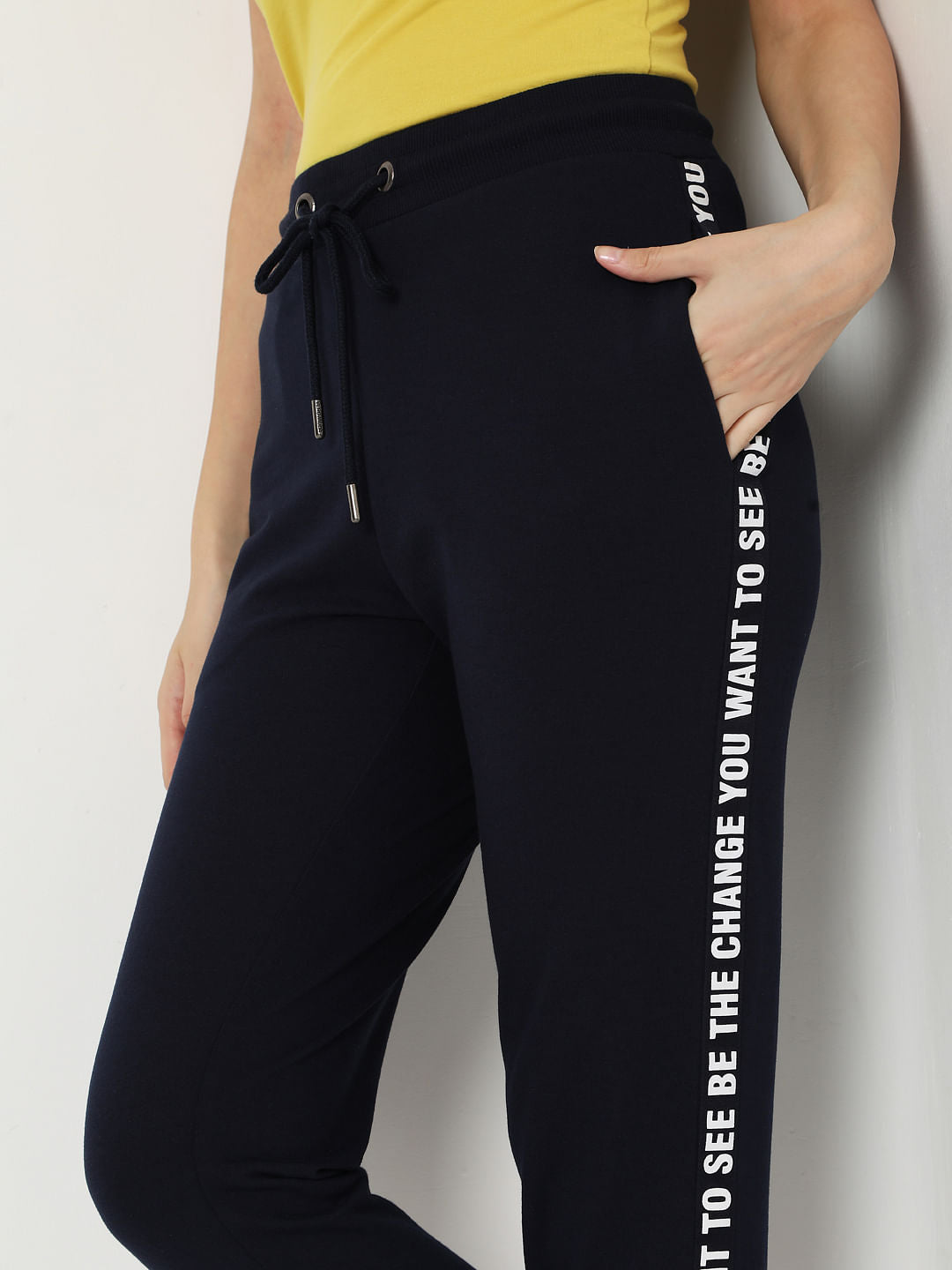 Blue Slogan Print Lounge Joggers