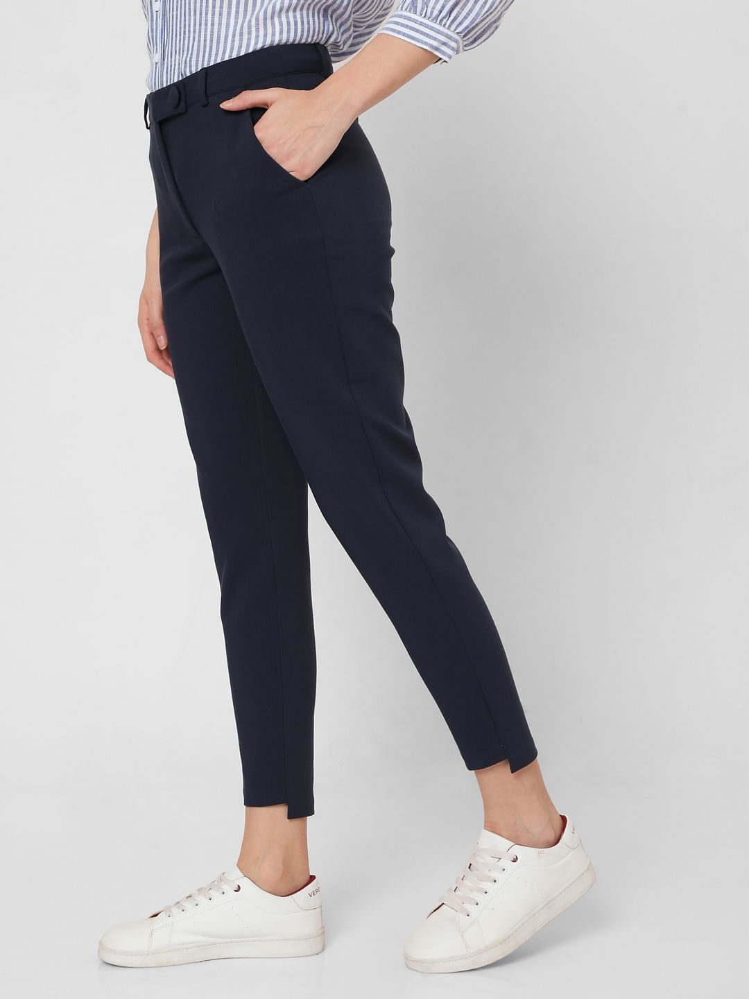Blue Mid Rise Co-Ord Set Trousers